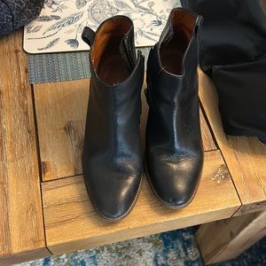 Madwell women’s black booties with tan heel. Worn year ago. In good condition